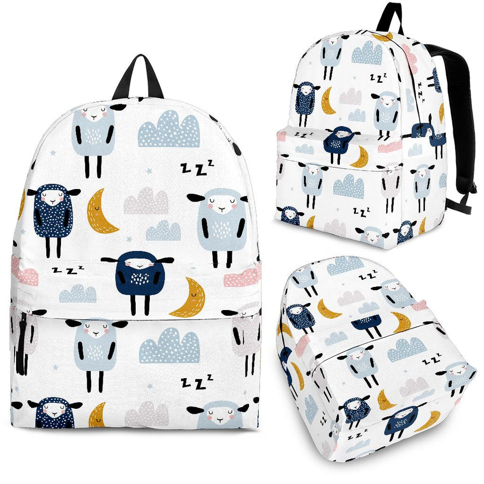 Cute Sleeping Sheep Moon Cloud Pattern Backpack
