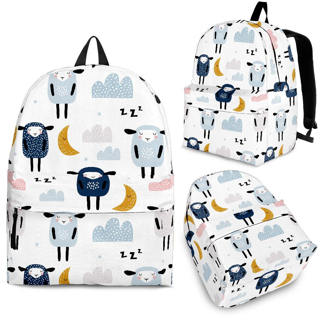 Cute Sleeping Sheep Moon Cloud Pattern Backpack