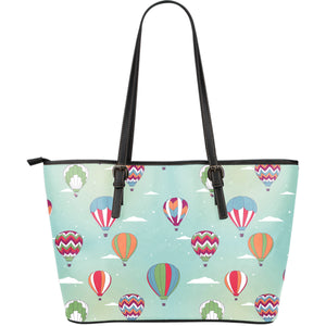 Hot Air Balloon Design Pattern Large Leather Tote Bag
