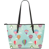 Hot Air Balloon Design Pattern Large Leather Tote Bag