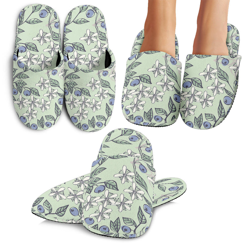 Hand Drawn Blueberry Pattern Slippers