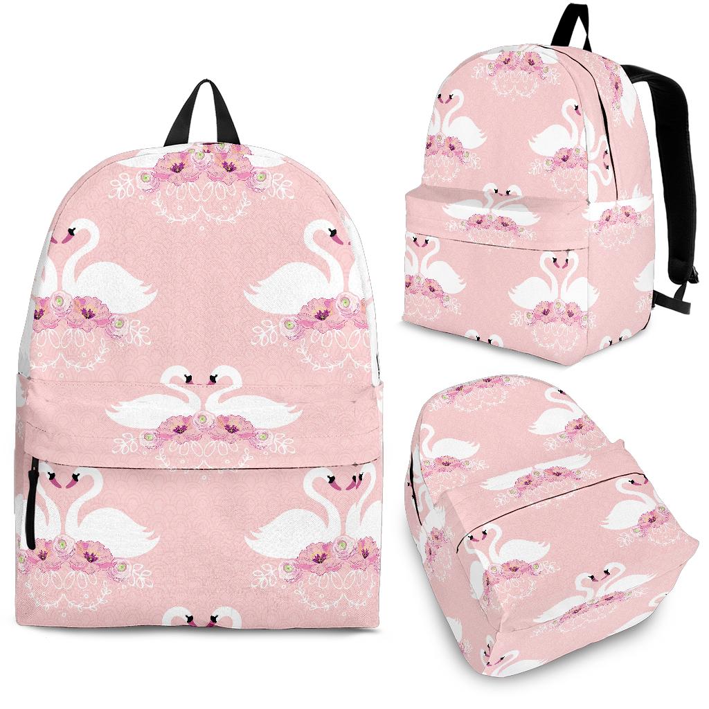 White Swan And Flower Love Pattern Backpack