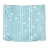 Snowflake Pattern Blue Stripe Background Wall Tapestry