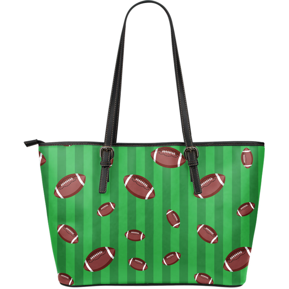 American Football Ball Field Background Large Leather Tote Bag