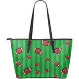 American Football Ball Field Background Large Leather Tote Bag