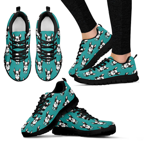 Hand Drawn Boston Terrier Dog Pattern Women'S Sneaker Shoes