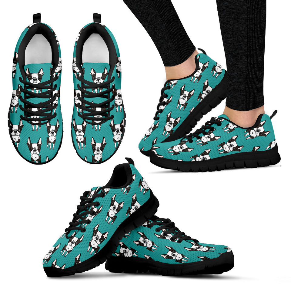 Hand Drawn Boston Terrier Dog Pattern Women'S Sneaker Shoes