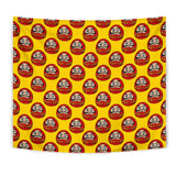 Daruma Japanese Wooden Doll Yellow Background Wall Tapestry