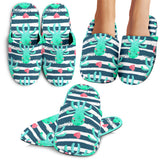 Cute Octopuses Heart Striped Background Slippers