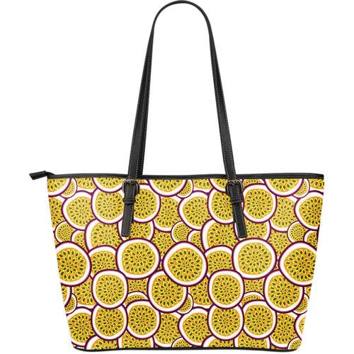 Passion Fruits Slice Pattern Large Leather Tote Bag