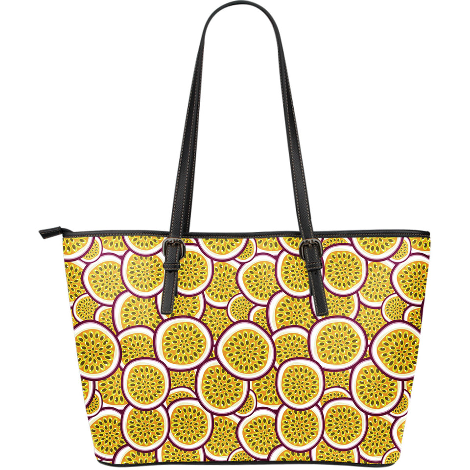 Passion Fruits Slice Pattern Large Leather Tote Bag