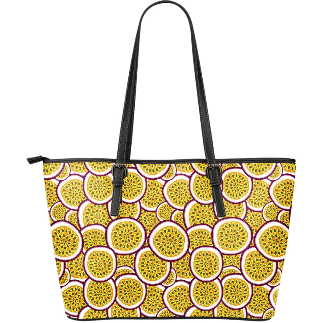 Passion Fruits Slice Pattern Large Leather Tote Bag