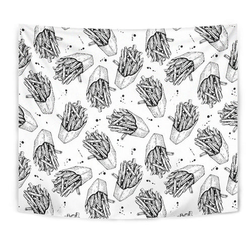 Hand Drawn French Fries Pattern Wall Tapestry