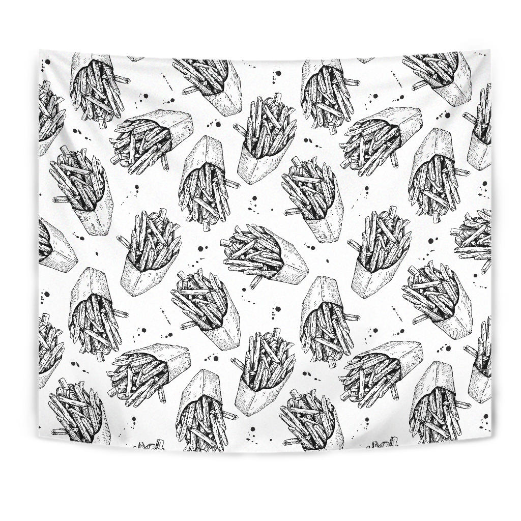 Hand Drawn French Fries Pattern Wall Tapestry