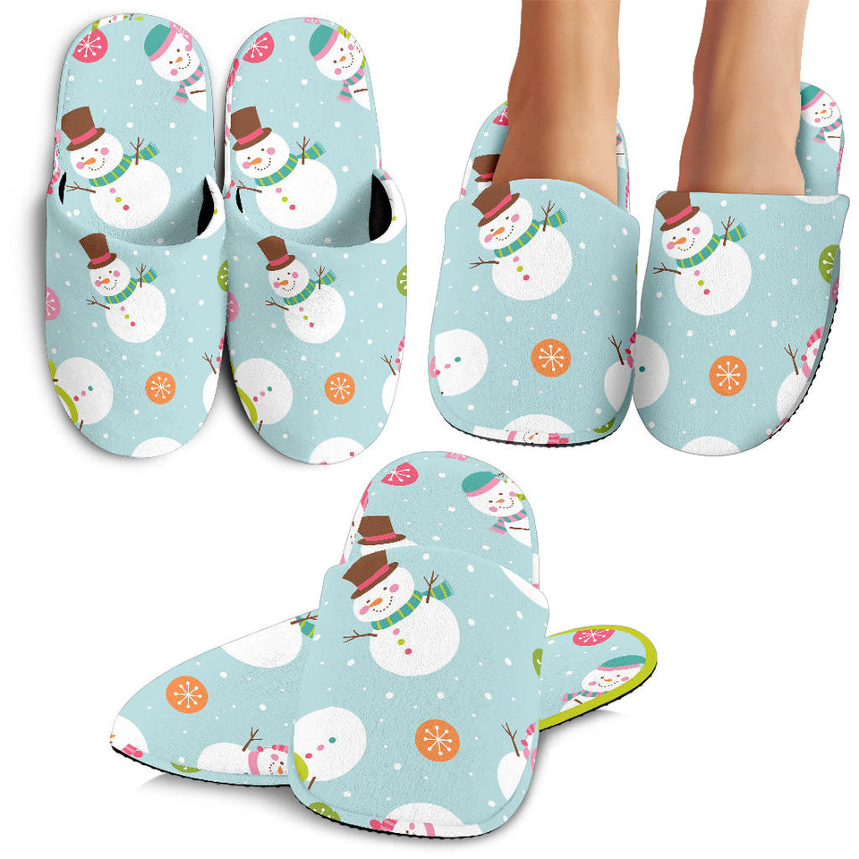 Cute Snowman Snowflake Pattern Slippers