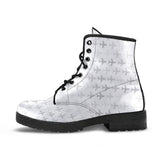 Airplane Print Pattern Leather Boots