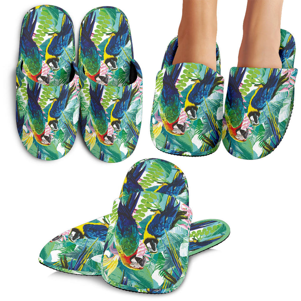 Colorful Parrot Exotic Flower Leaves Slippers
