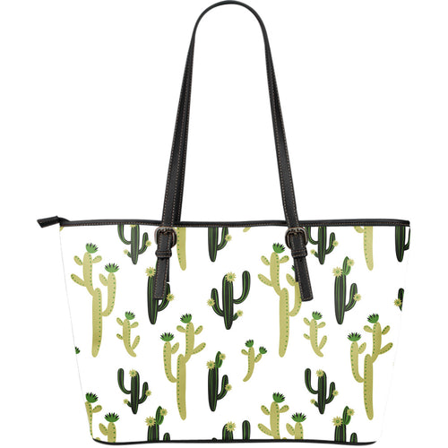 Cute Cactus Pattern Large Leather Tote Bag