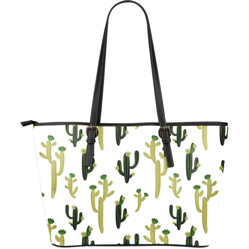Cute Cactus Pattern Large Leather Tote Bag