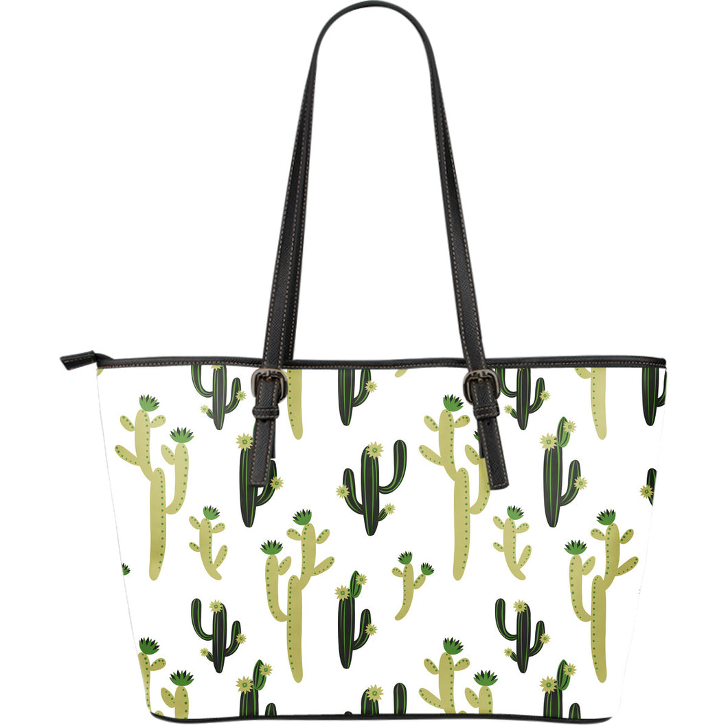 Cute Cactus Pattern Large Leather Tote Bag