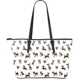 Chihuahua Dog Pattern Large Leather Tote Bag