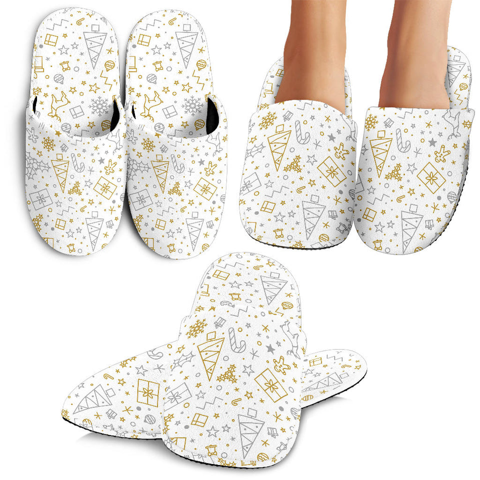 Christmas Tree Christmas Element Silver Gold Pattern Slippers