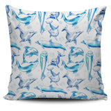Watercolor Dolphin Pattern Pillow Cover