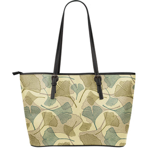 Ginkgo Leaves Design Pattern Large Leather Tote Bag