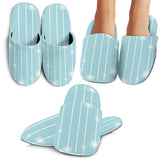 Snowflake Pattern Blue Stripe Background Slippers