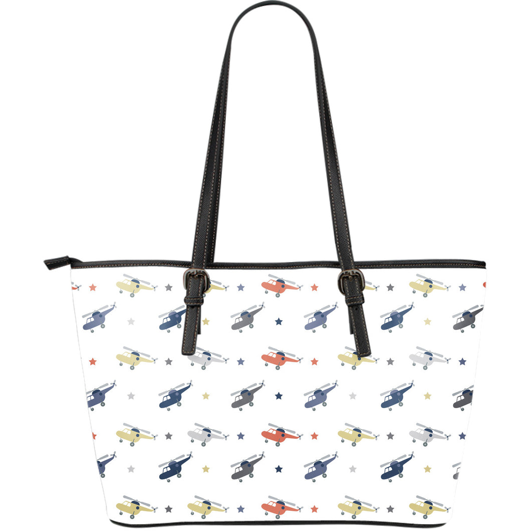 Cute Helicopter Star Pattern Large Leather Tote Bag