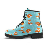 Fox Pattern Blue B Ackground Leather Boots