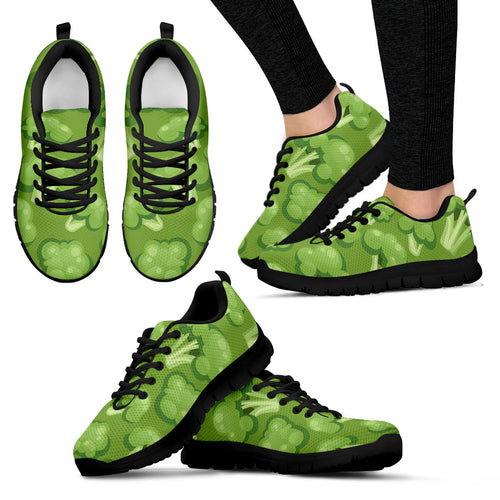 Broccoli Pattern Green Background Women'S Sneaker Shoes
