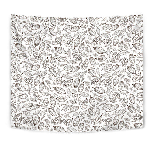 Cocoa Beans Leaves Pattern Wall Tapestry