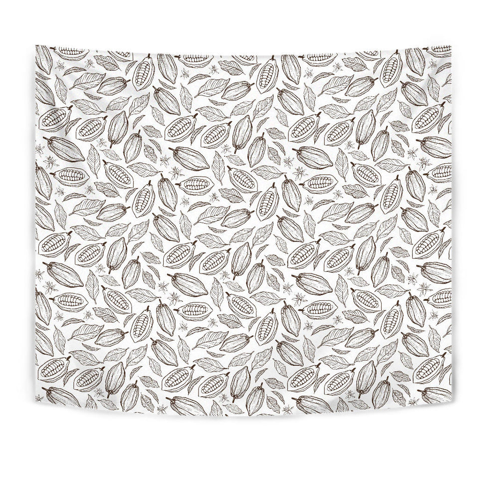 Cocoa Beans Leaves Pattern Wall Tapestry