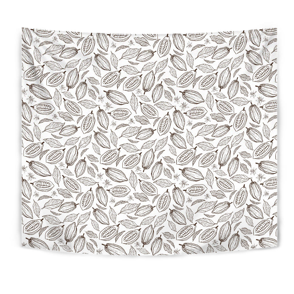 Cocoa Beans Leaves Pattern Wall Tapestry