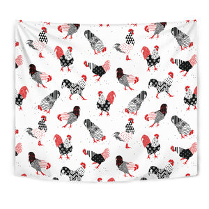 Cool Rooster Chicken Cock Floral Ornament Background Wall Tapestry