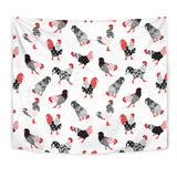 Cool Rooster Chicken Cock Floral Ornament Background Wall Tapestry