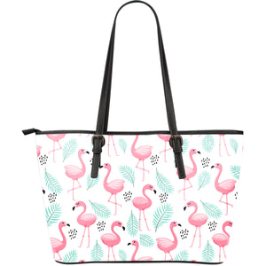 Cute Flamingo Pattern Large Leather Tote Bag
