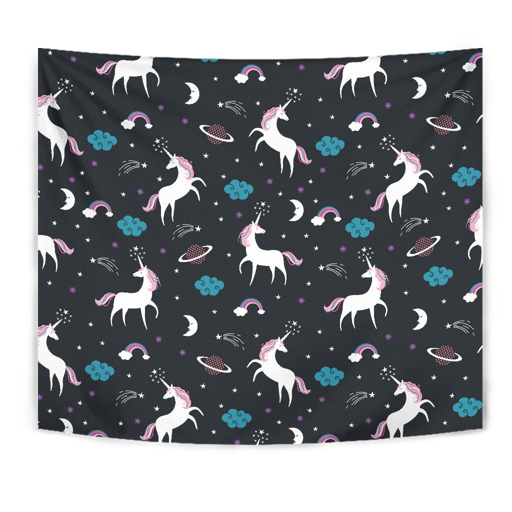 Unicorn Rainbows Moon Clound Star Pattern Wall Tapestry