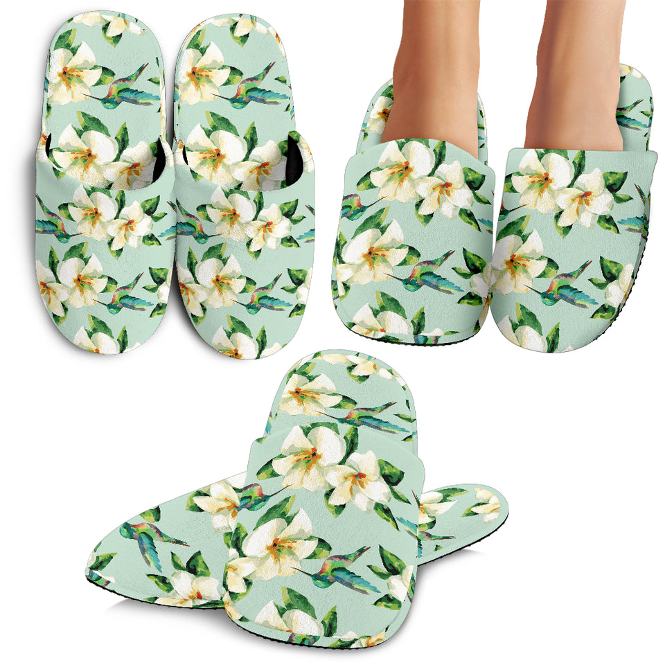 Hummingbird Pattern Print Design 01 Slippers