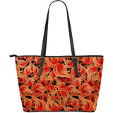 Fire Flame Pattern Large Leather Tote Bag
