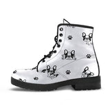 Cute French Bulldog Paw Pattern Leather Boots