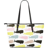 Whale Dot Pattern Large Leather Tote Bag