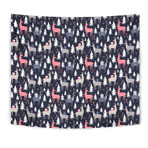 Deers Winter Christmas Pattern Wall Tapestry