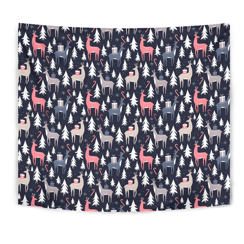 Deers Winter Christmas Pattern Wall Tapestry