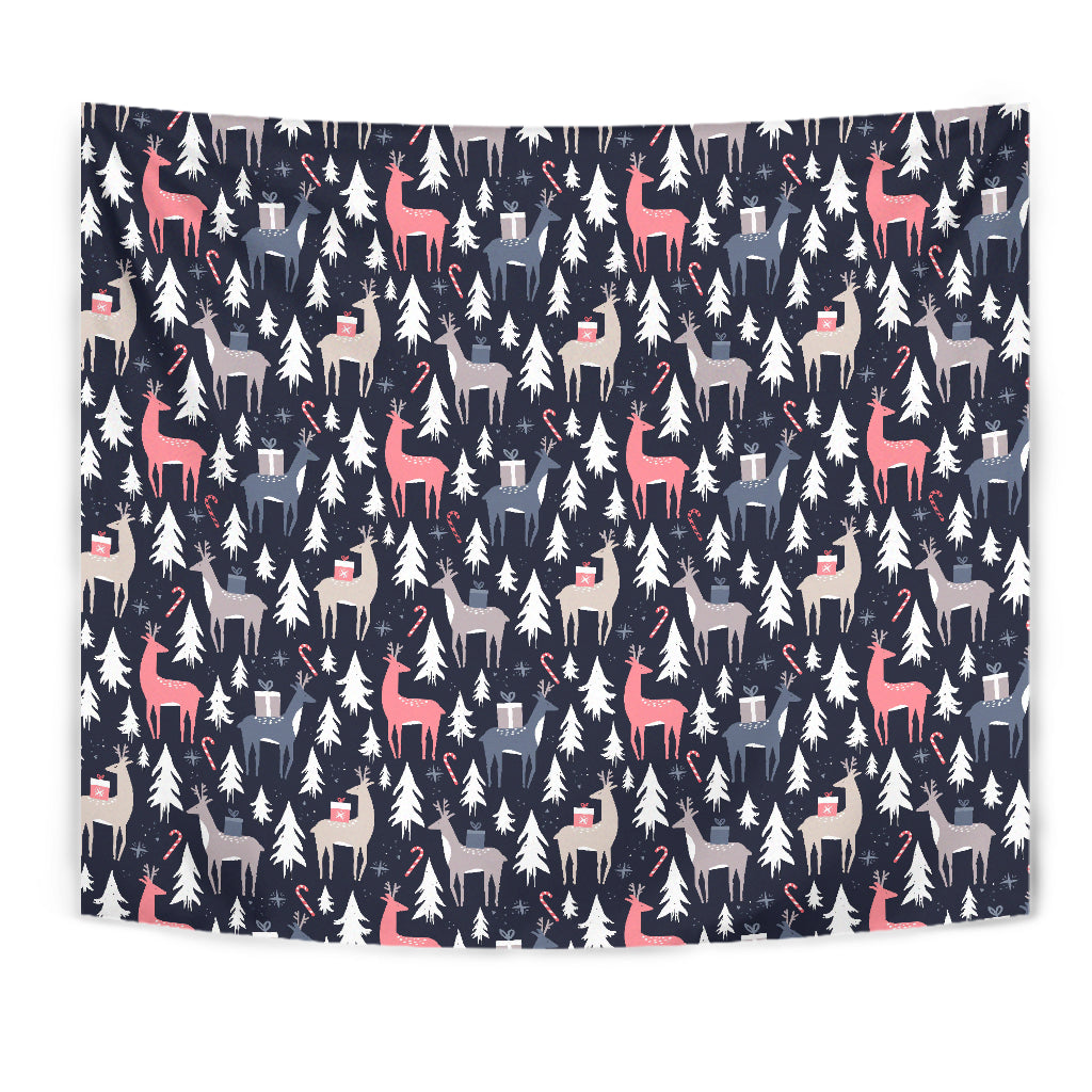 Deers Winter Christmas Pattern Wall Tapestry