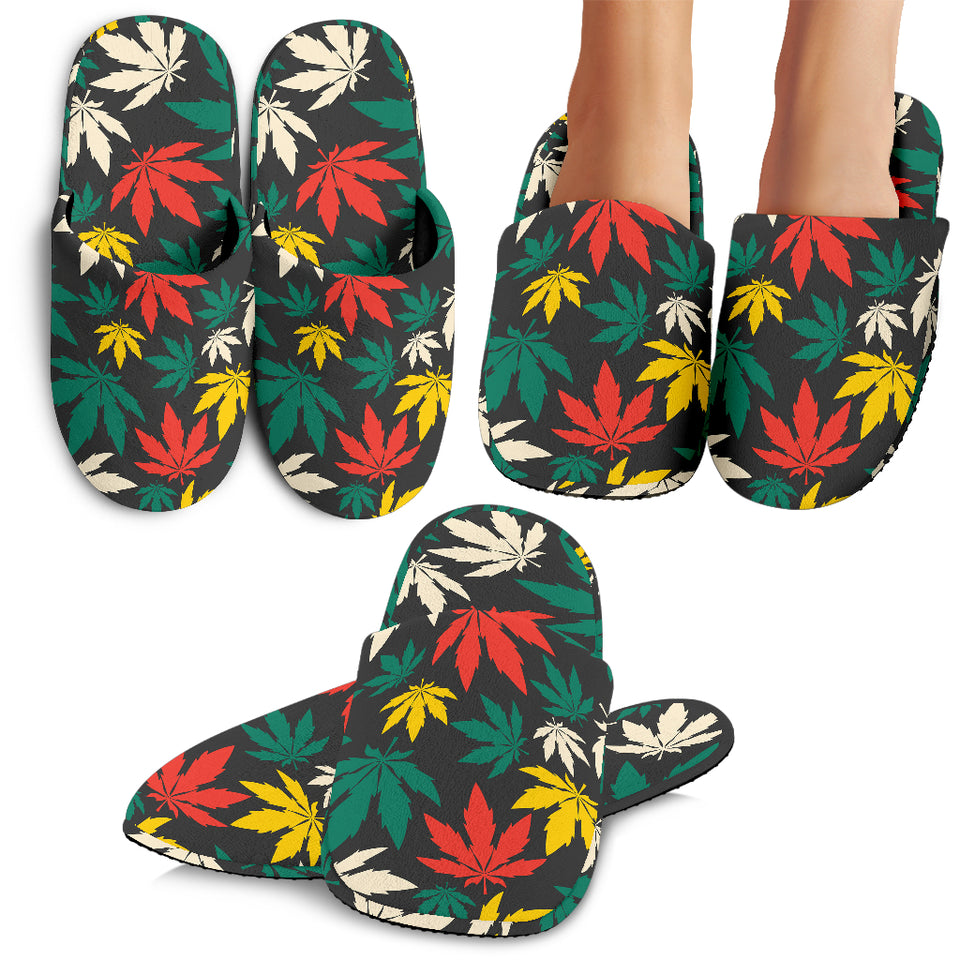 Canabis Marijuana Weed Pattern Print Design 02 Slippers