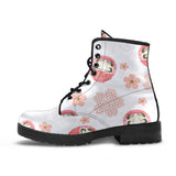 Daruma Japanese Wooden Doll Cherry Blossom Flower Pattern Leather Boots