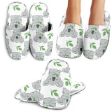 Hand Drawn Koala Leaves Pattern Slippers