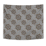 Nautical Wood Steering Wheel Pattern Wall Tapestry